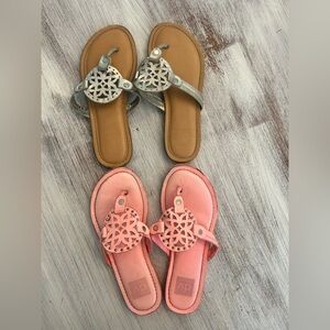 Dolce Vita Leather Sandal Bundle Silver & Pink Cutout Thong Sandals